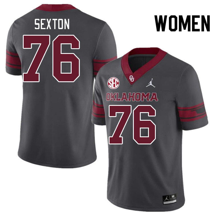 Women #76 Jacob Sexton Oklahoma Sooners 2024 SEC Conference College Football Jerseys-Charcoal